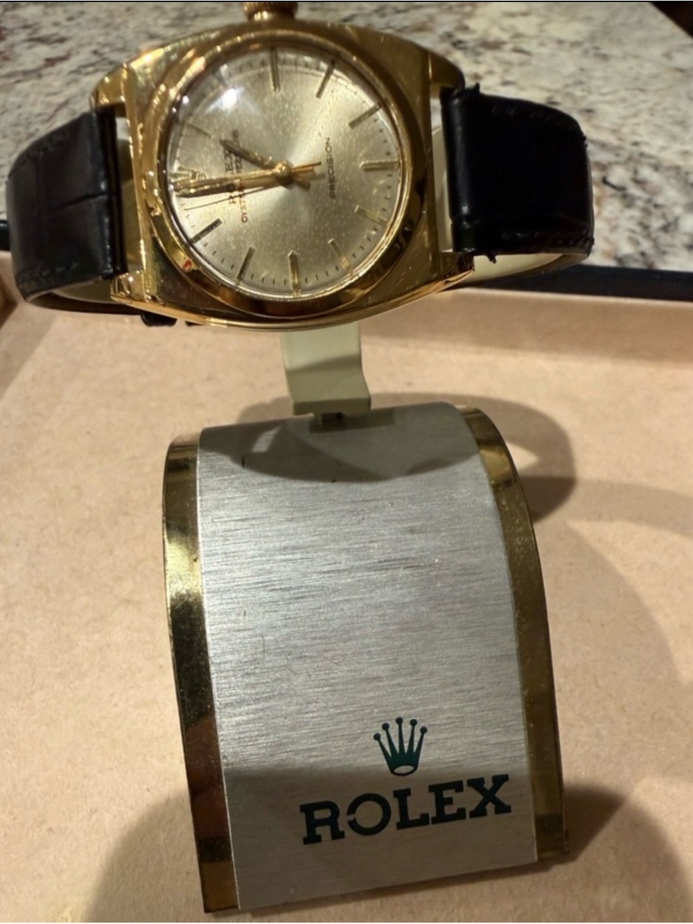 1944 Rolex Oyster Speedking 14 Gold Clad a Gold Dial with Black Leather Strap